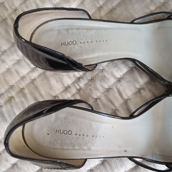 Hugo Boss High Heel Sandals Black Patent Leather 9 - Picture 7 of 12